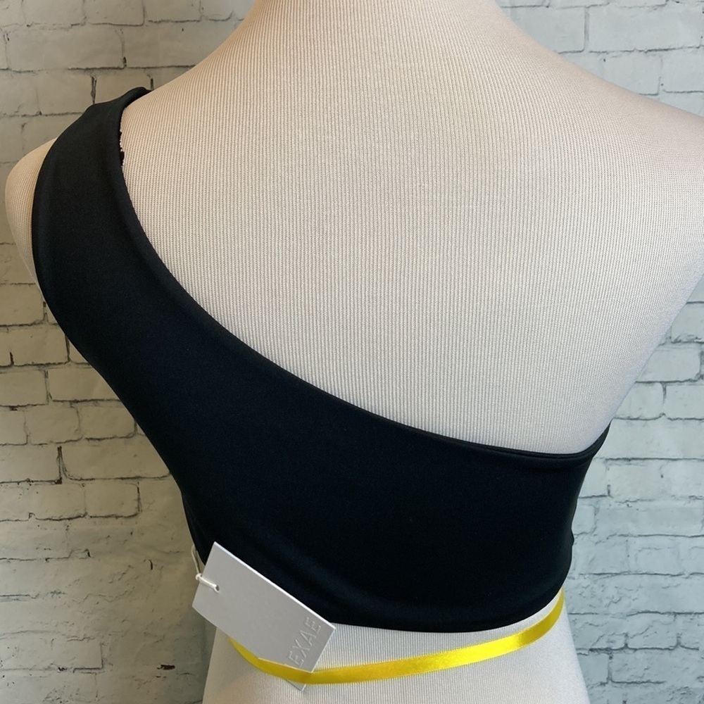 Aexae Swim NWT 2-Piece One Shoulder Bikini Swimsuit Black M Bottom L Top Classic - Picture 9 of 15